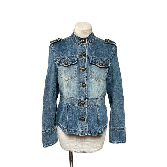 Vintage Tailored Denim Jacket Womens Blue Jean M/L - Picture 1 of 9